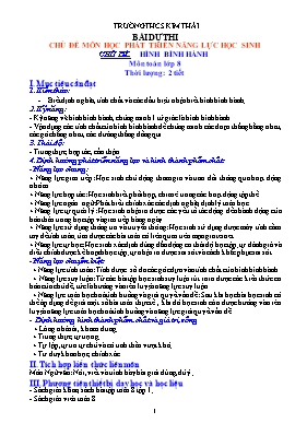 Bài dự thi chủ đề môn học phát triển năng lực học sinh - Chủ đề hình bình hành môn Toán lớp 8
